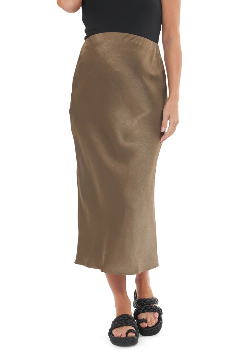 Lexie Satin Skirt, Main, color, Olive