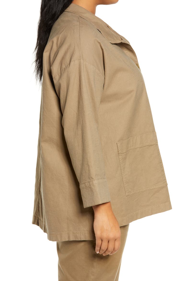 Stand Collar Organic Cotton & Hemp Jacket, Alternate, color, TARGN