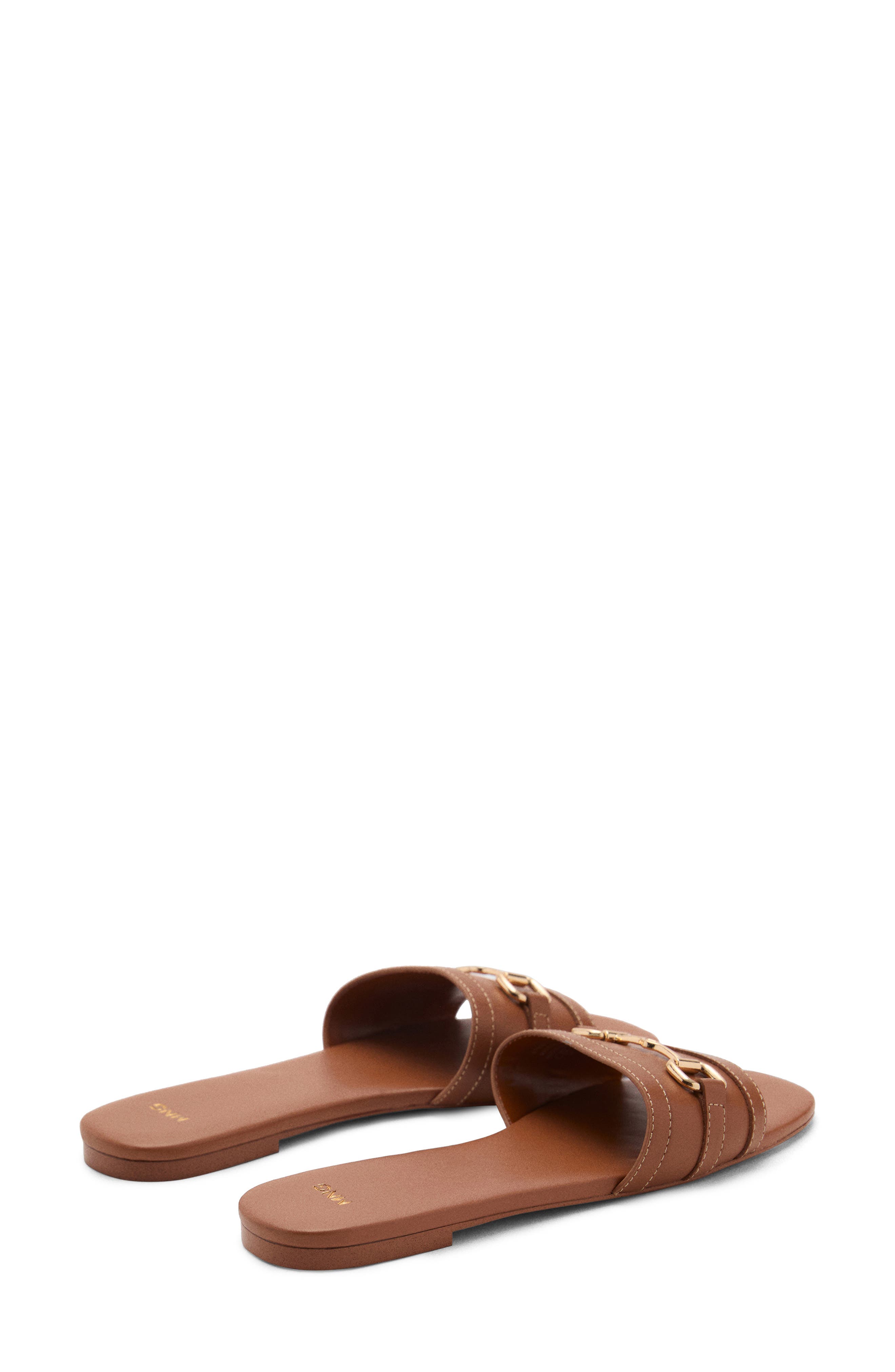 MANGO Buckle Slide Sandal, Alternate, color, Leather