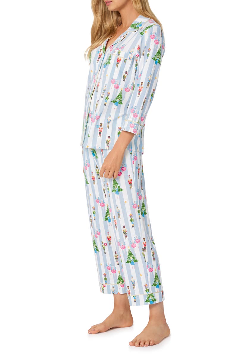 BedHead Pajamas Print Stretch Organic Cotton Crop Pajamas, Alternate, color, Sugarplum Stripe