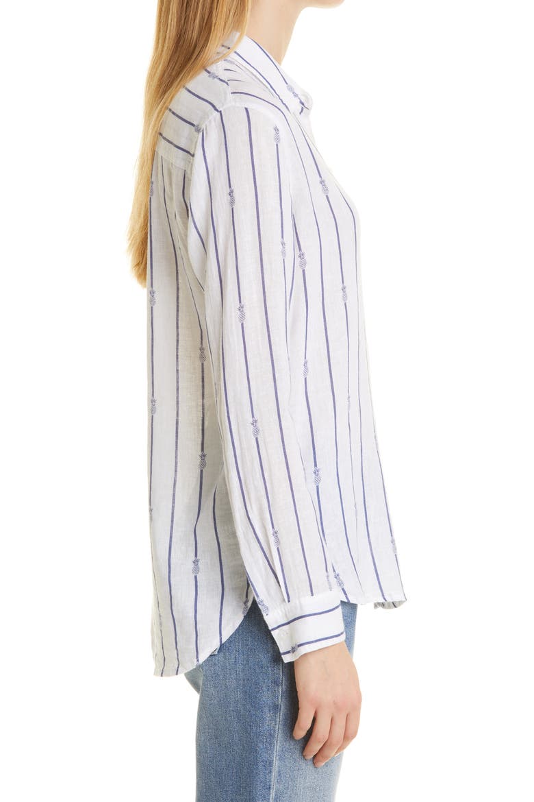 Women's Charli Stripe Linen Blend Blouse, Alternate, color, PINEAPPLE STRIPE