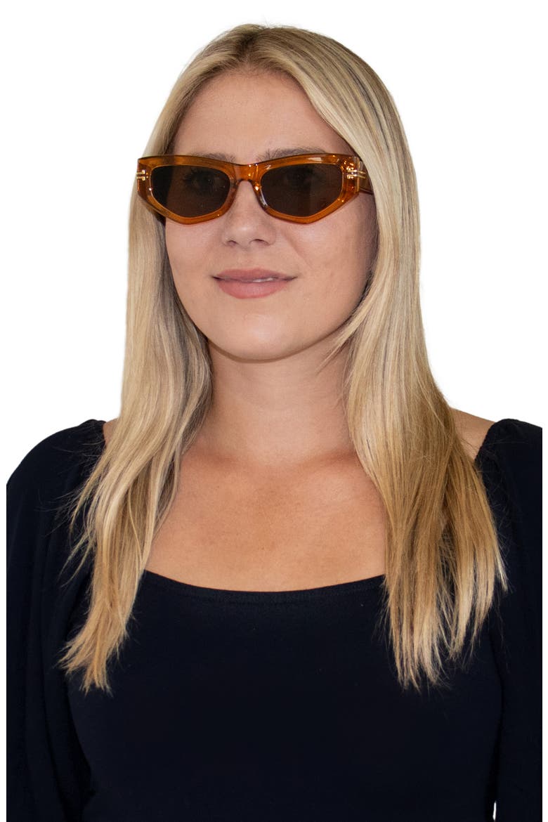Wren 52mm Polarized Geometric Sunglasses, Alternate, color, CARAMEL/ BROWN