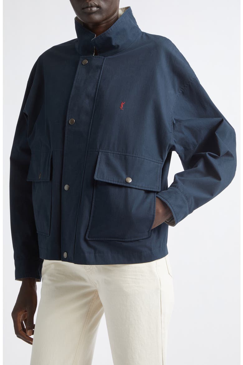 Reversible Cotton Canvas Jacket, Alternate, color, NAVY/ ECRU