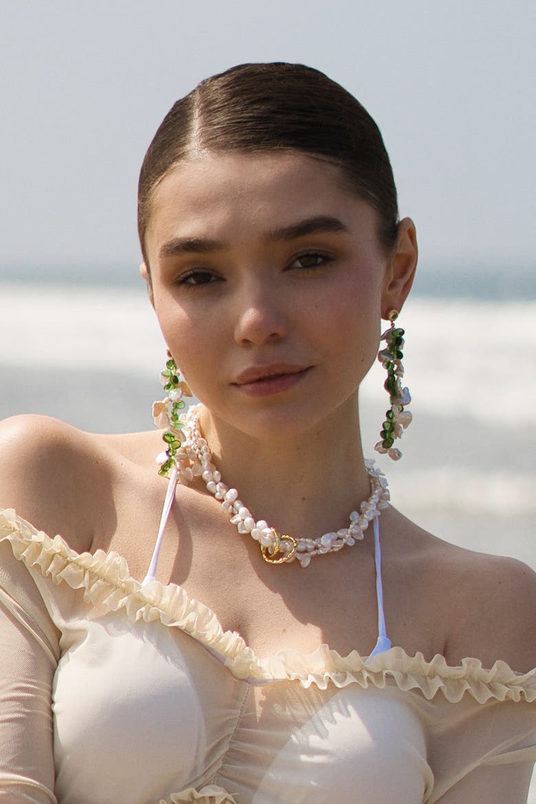 Nina Multi-Strand Baroque Pearl Choker Necklace, Alternate, color, Gold