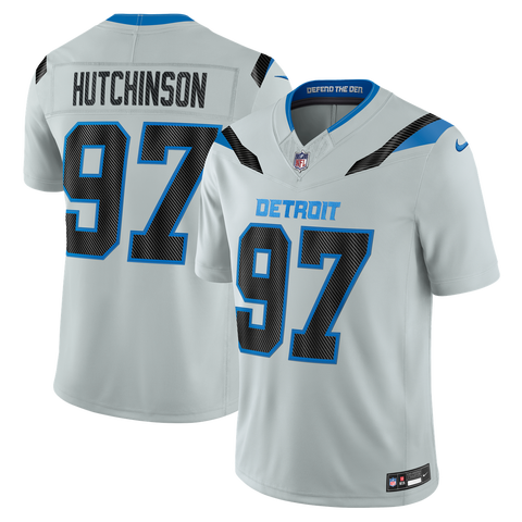 Men's Nike Aidan Hutchinson Silver Detroit Lions 2026 Rivalries Collection Stitched Limited Jersey
