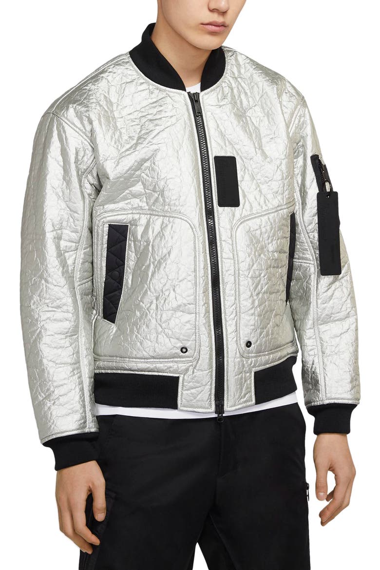 23 Engineered MA-1 Bomber Jacket, Main, color, METALLIC SILVER/ BLACK/ WHITE