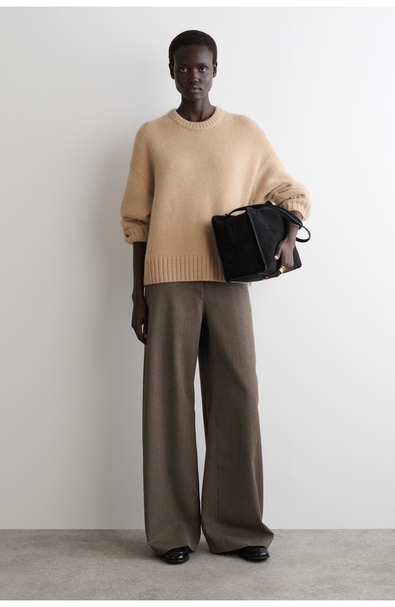 COS Chunky Pure Cashmere Crew-Neck Sweater, Alternate, color, Beige
