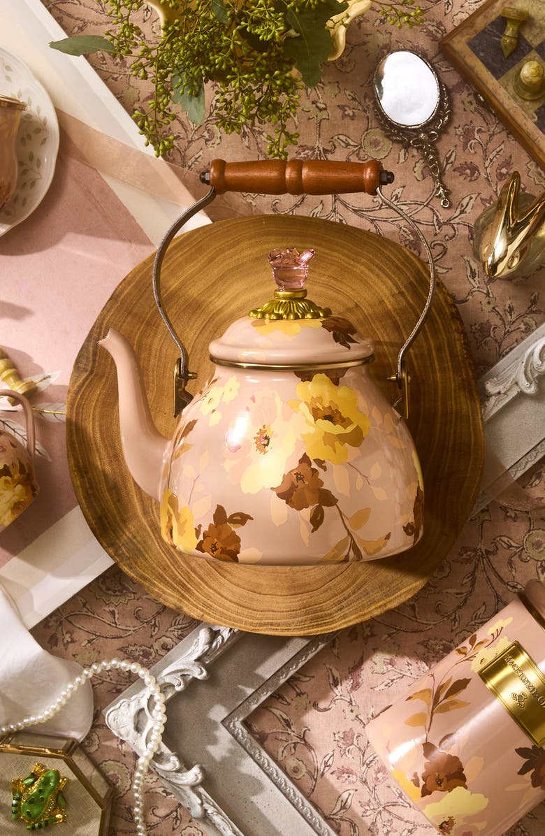 MACKENZIE CHILDS Wild Rose Mauve 2-Quart Tea Kettle, Alternate, color, Mauve