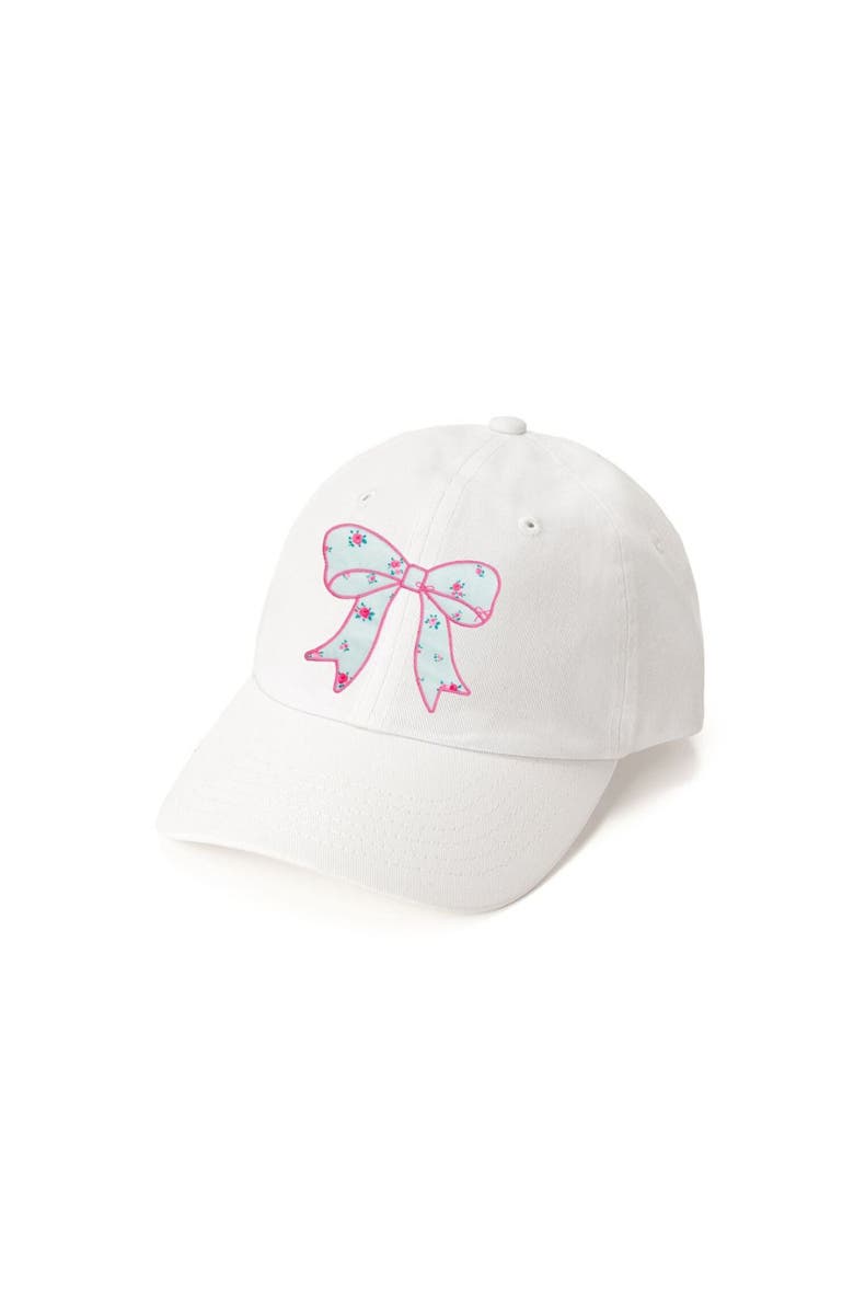 Sweet Wink Sky Blue Floral Bow Patch Baseball Hat, Main, color, White