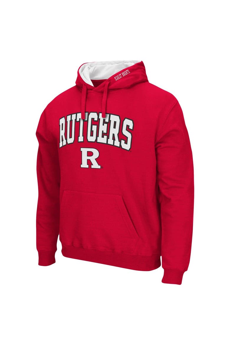 Men's Colosseum Scarlet Rutgers Scarlet Knights Arch & Logo 3.0 Pullover Hoodie, Alternate, color, Scarlet