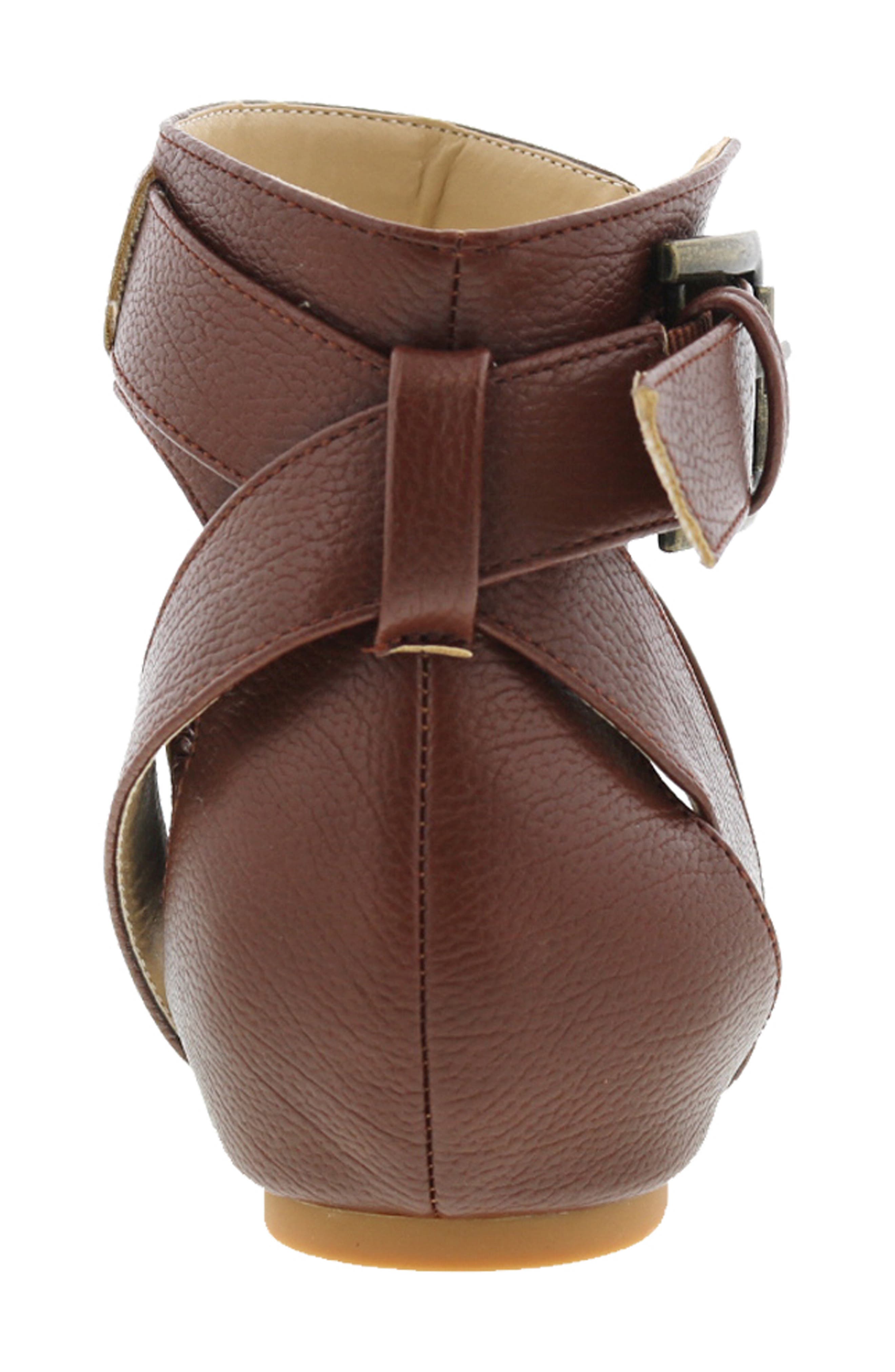 Nambi Ankle Strap Flat Sandal, Alternate, color, BROWN