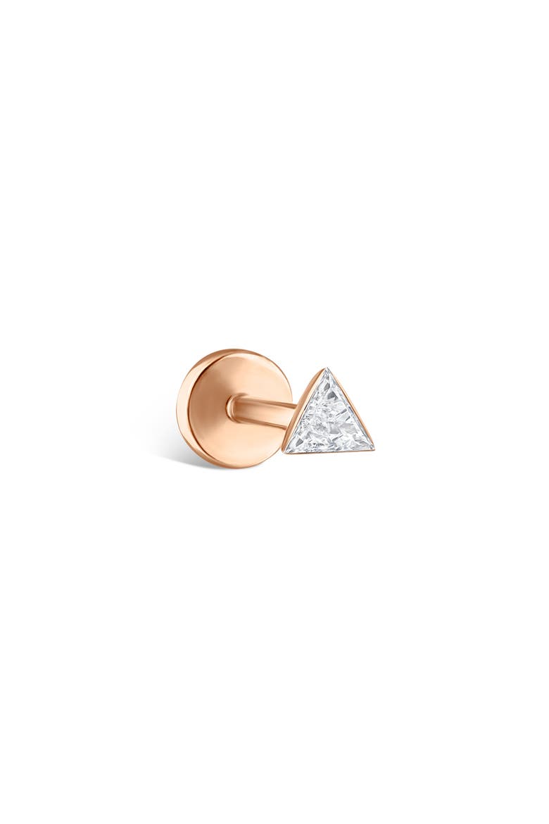 Invisible Set Triangle Diamond Threaded Stud Earring, Main, color, ROSE GOLD