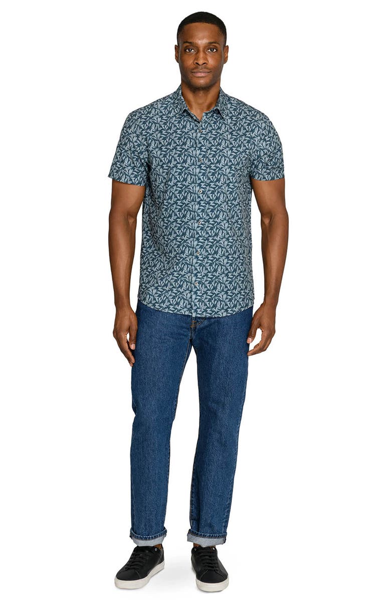 W.R.K Leaf Print Short Sleeve Button-Up Shirt, Alternate, color, Green