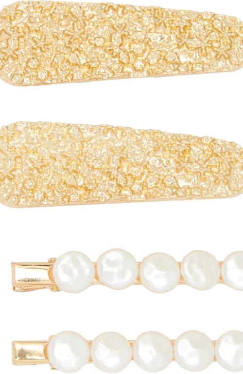 Tasha Assorted 4-pack Crystal & Faux Pearl Hair Clips In Gold
