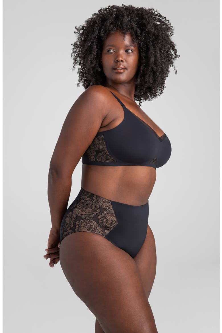 Lace Inset CrossOver Wireless Bra, Alternate, color, RUNWAY