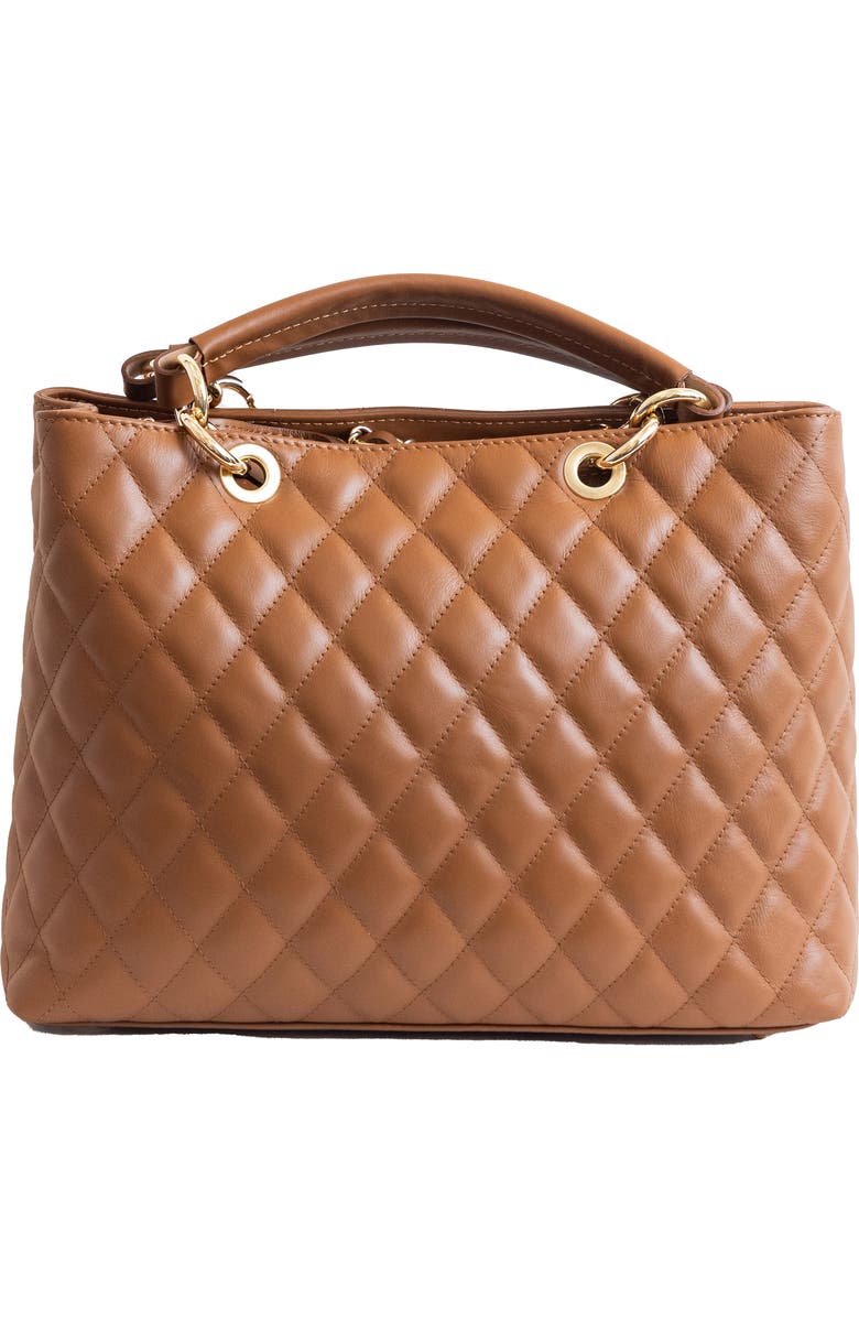 Persaman New York Quilted Tote, Main, color, Saddle