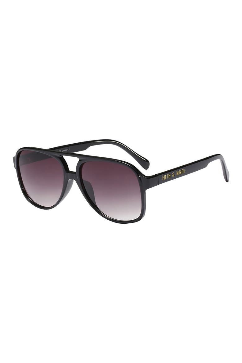 Kingston Aviator 60mm Oval Sunglasses, Main, color, BLACK/ BLACK
