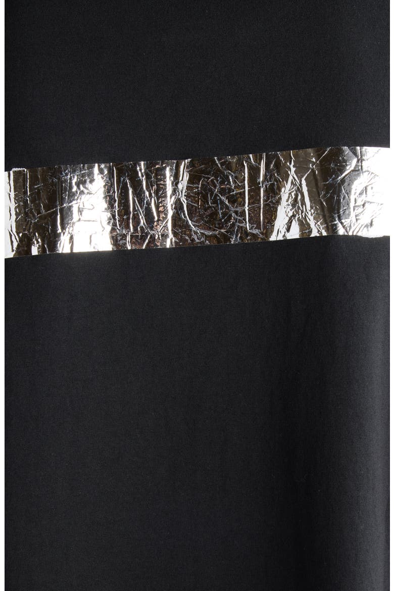 Oversize Silver Tape Logo Embroidered T-Shirt, Alternate, color, 1000 BLACK