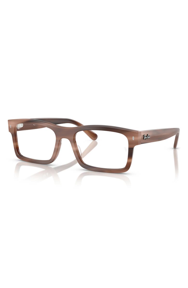 Ray-Ban 54mm Rectangular Optical Glasses, Alternate, color, Brown Havana