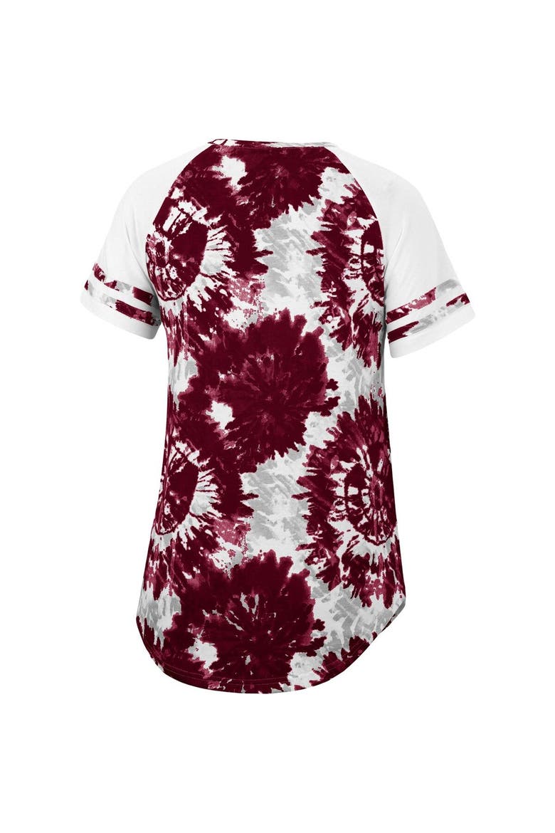 Women's Colosseum Maroon/White Virginia Tech Hokies Annie Oversized Tie-Dye Raglan T-Shirt, Alternate, color, Maroon