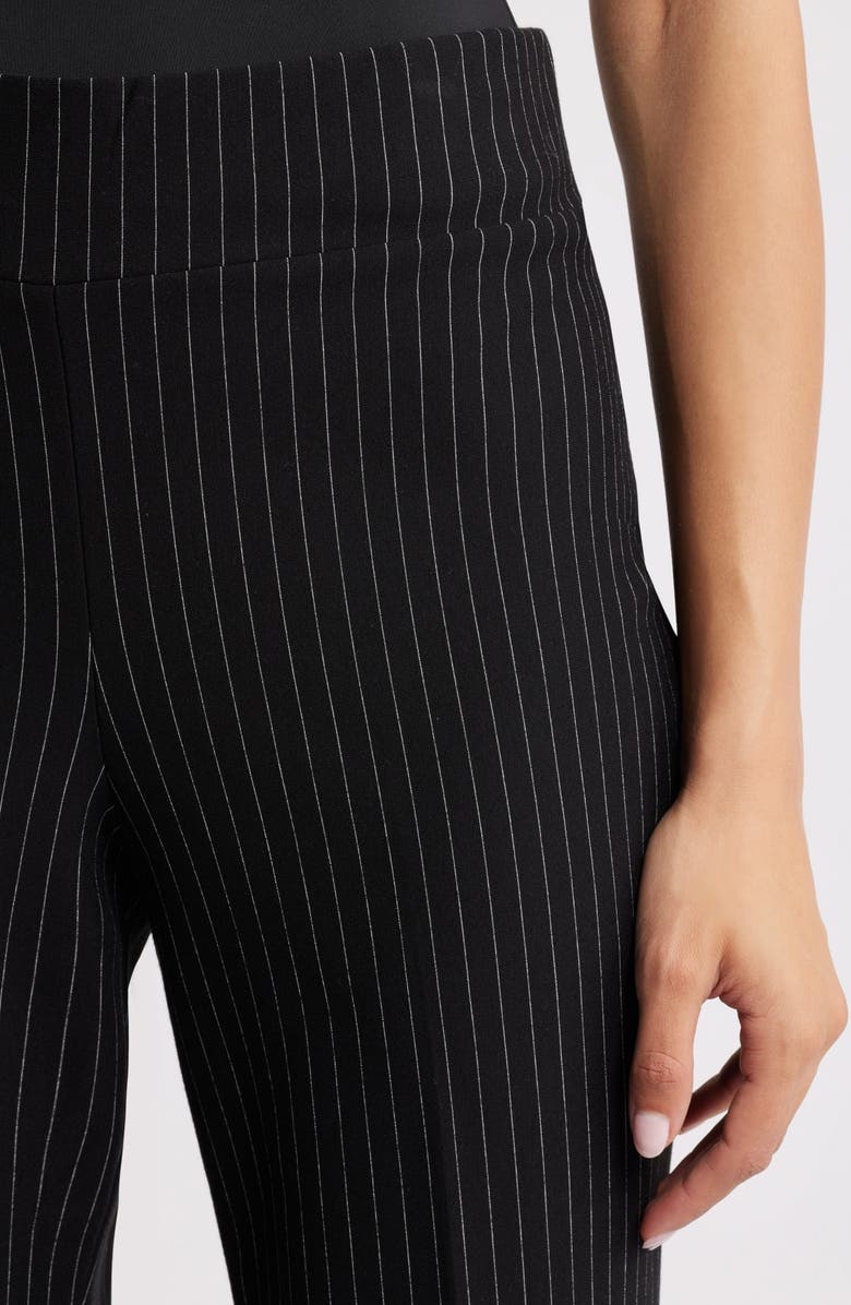 Anne Klein Pull-On Wide Leg Trousers, Alternate, color, Anne Black/ White Dove