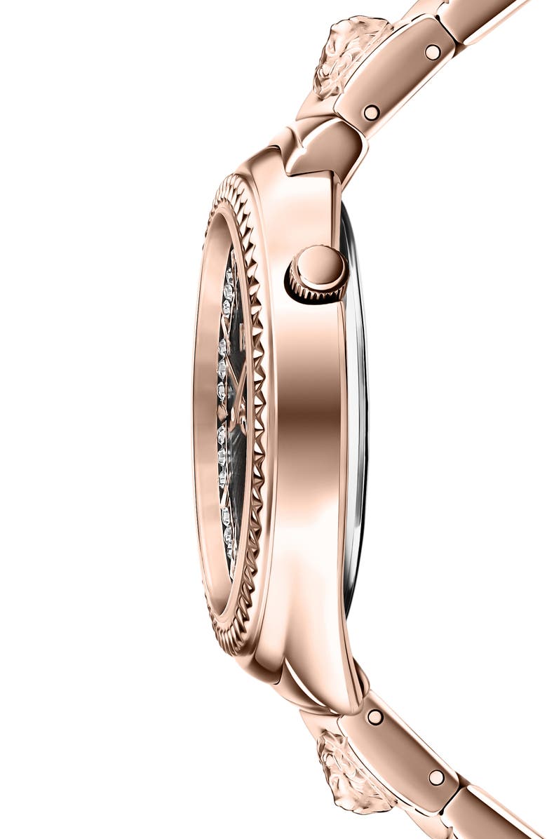 VERSUS Versace Tortona Swarovski Embellished Bracelet Watch, 38mm, Alternate, color, Rosegold