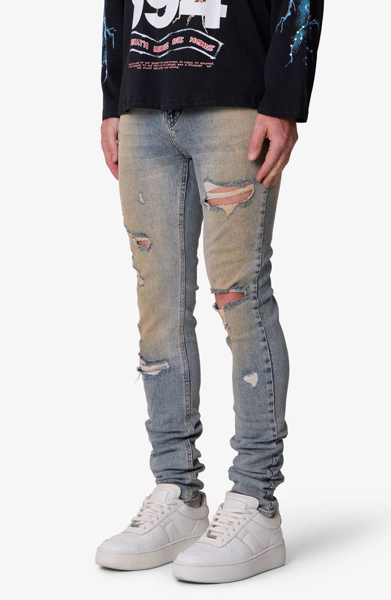 mnml Slashed Skinny Denim Jeans, Alternate, color,