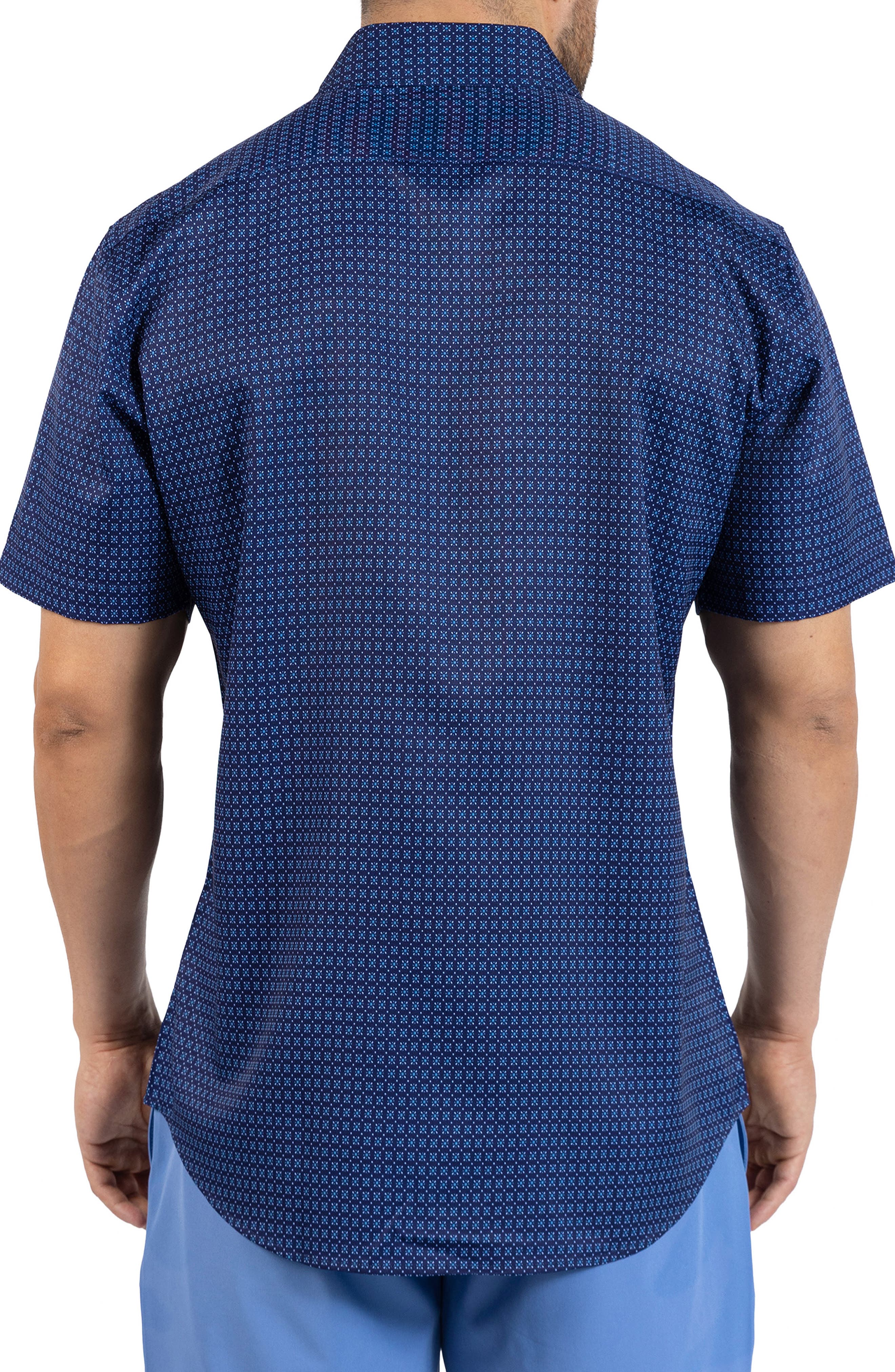Geometric Floral Performance Short Sleeve Button-Up Shirt - image 2