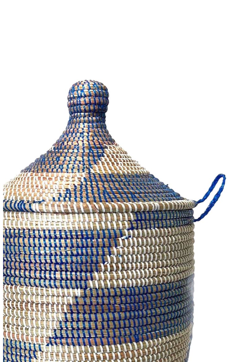 Dou Lid Storage Basket Stripe Blue Medium Storage, Alternate, color, Blue