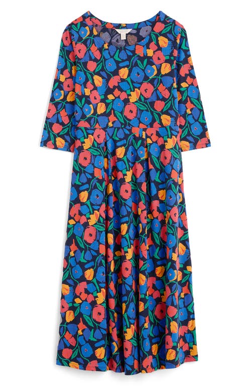 Seasalt Cornwall Veronica Floral Organic Cotton Jersey Midi Dress In Zennor Blooms Maritime Mix