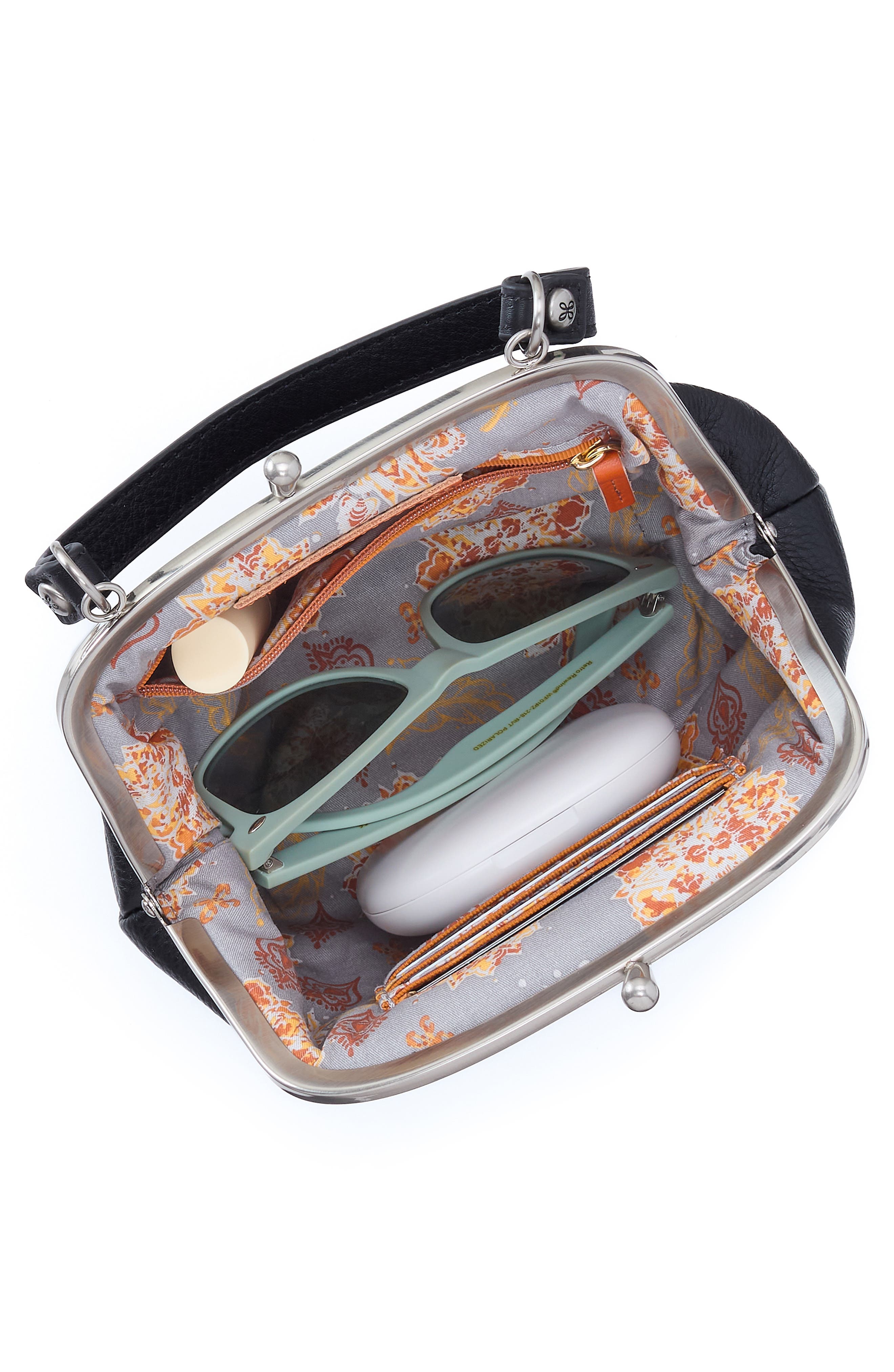 Alba Leather Frame Crossbody Bag, Alternate, color, BLACK