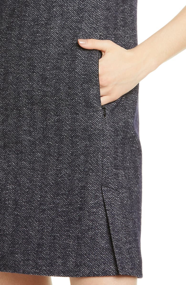 Theory Vent Front Wool & Cotton Blend Shift Dress, Alternate, color,