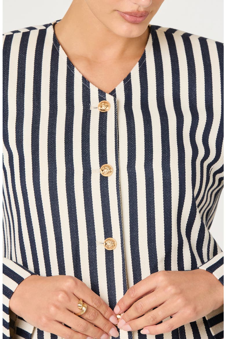 Danae Stripe Denim Jacket, Alternate, color, CREAM NAVY STRIPE
