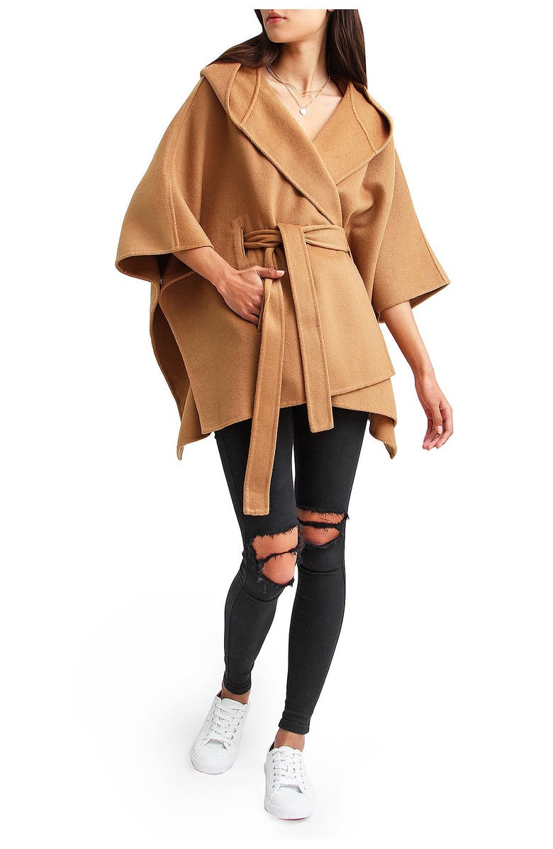 Belle & Bloom Jackson Landing Wool Blend Cape Coat, Alternate, color, Camel