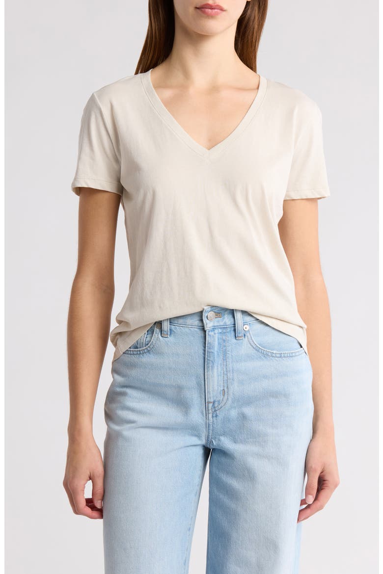 Softfade V-Neck Tee, Main, color, DOVE