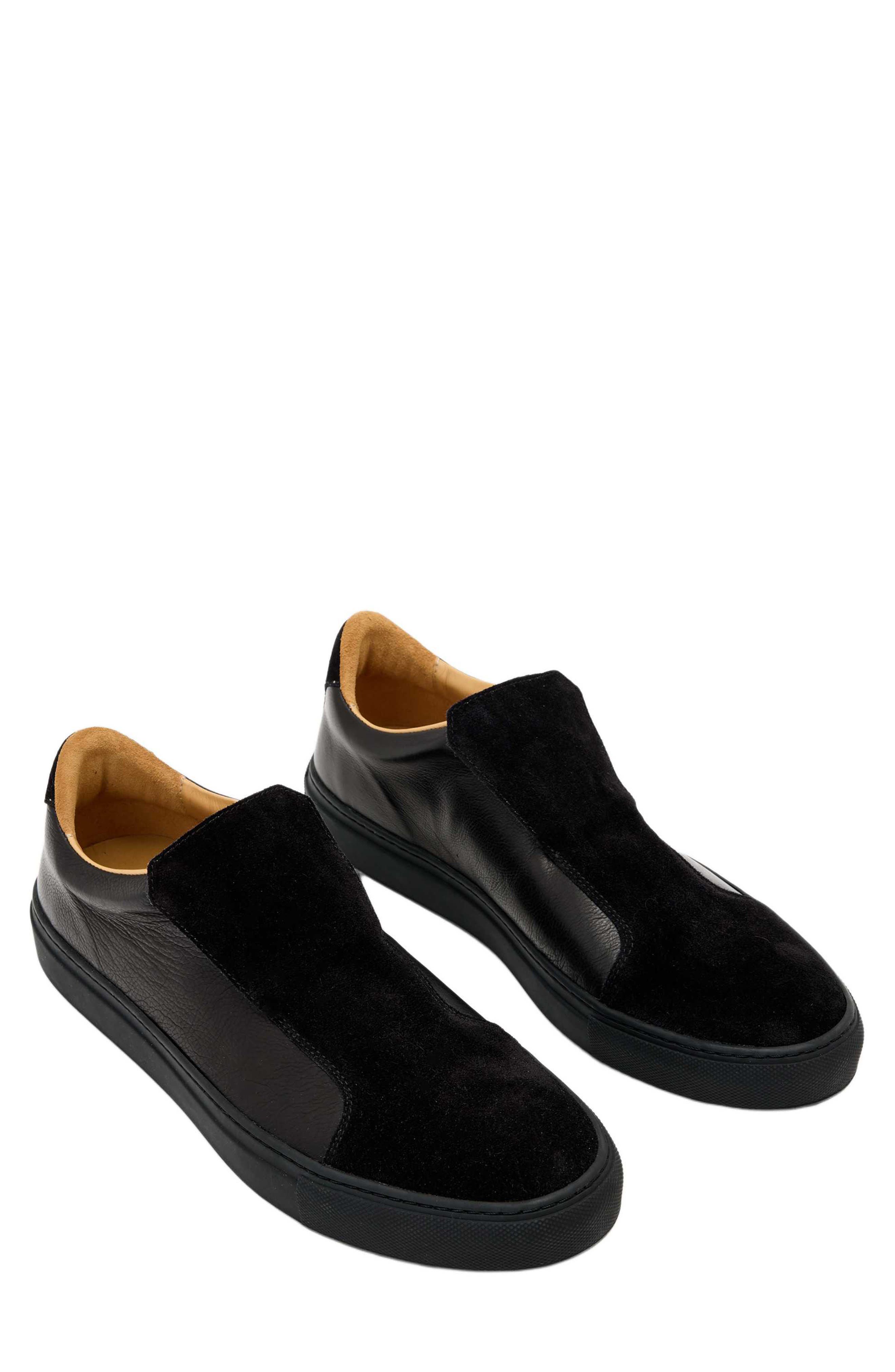 John Varvatos Reed Laceless Low Top Sneaker, Main, color, Black