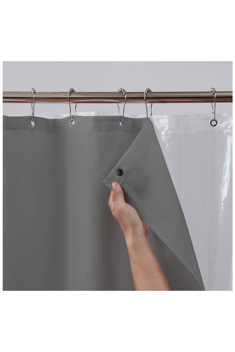 Textured Shower Curtain, Alternate, color, SILVER