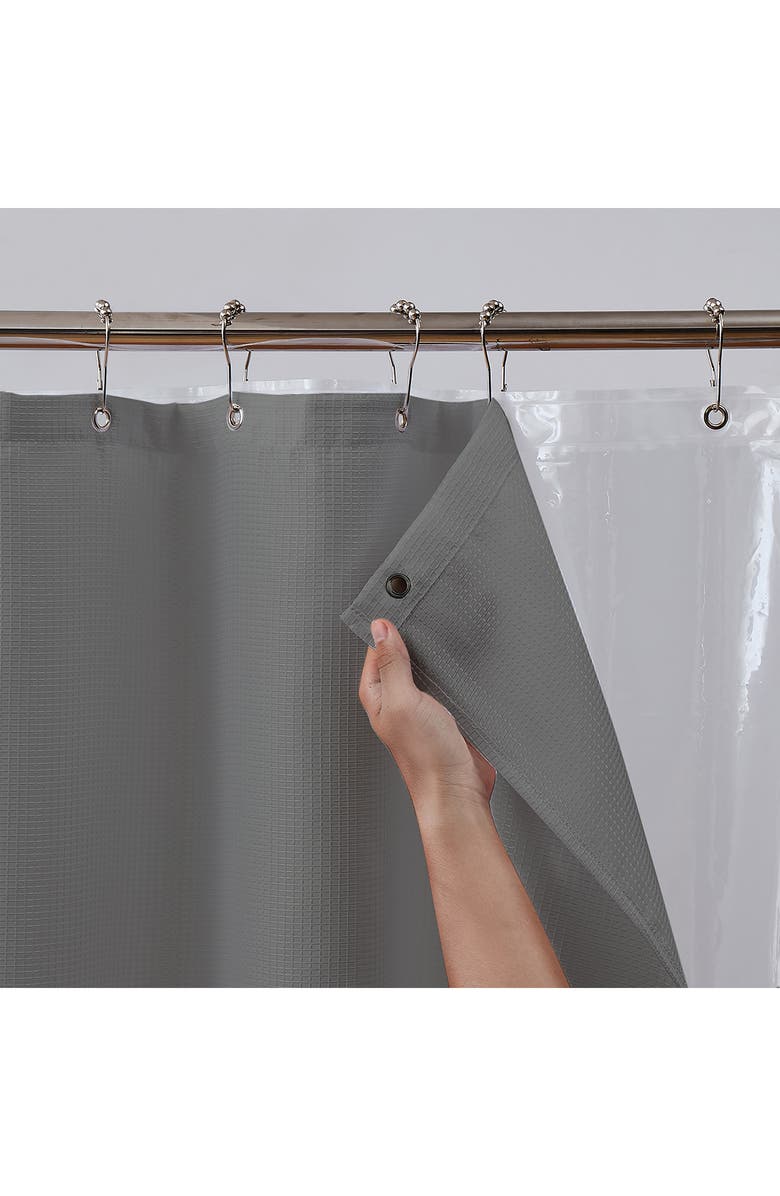 DAINTY HOME Textured Shower Curtain, Alternate, color, Silver