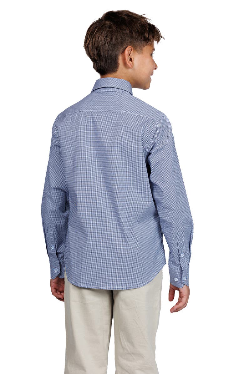 TailorByrd Kids' Signature Gingham Print Button-Up Shirt, Alternate, color, Navy