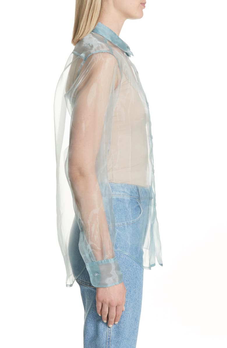 Eckhaus Latta Iridescent Sheer Organza Shirt, Alternate, color, 