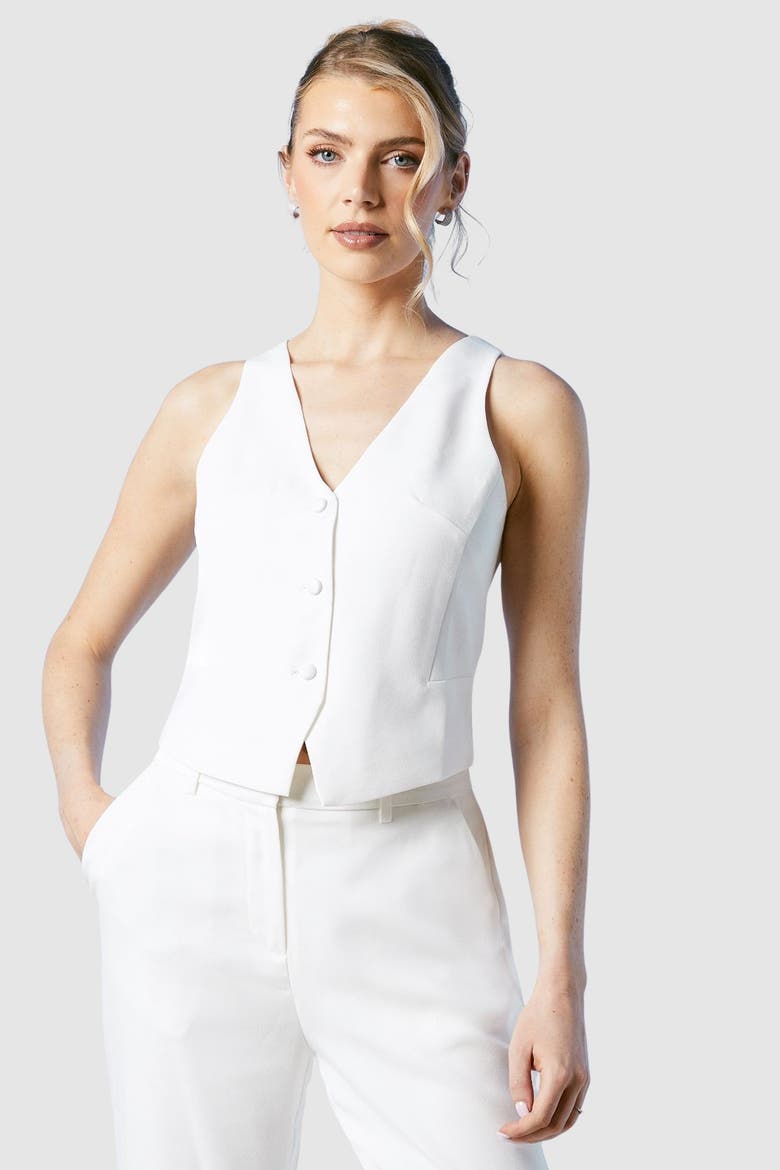 Tailored Bridal Waistcoat, Main, color, Ivory