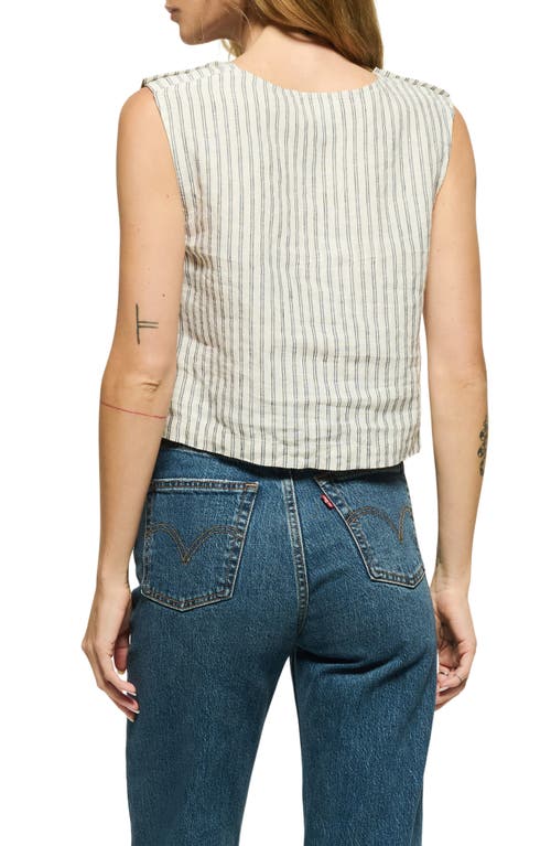 Nation Ltd Cara Stripe Button Shoulder Linen Tank