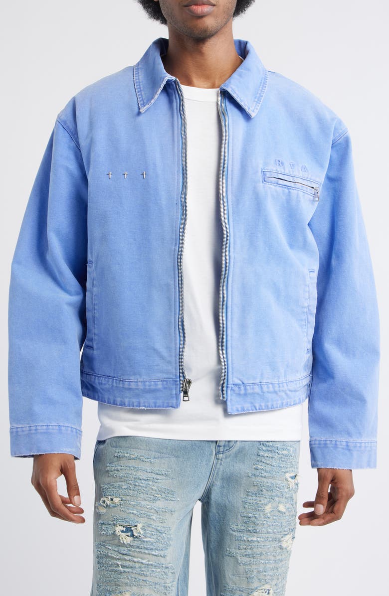 RtA Easton Denim Workwear Jacket, Main, color, Vintage Static Blue