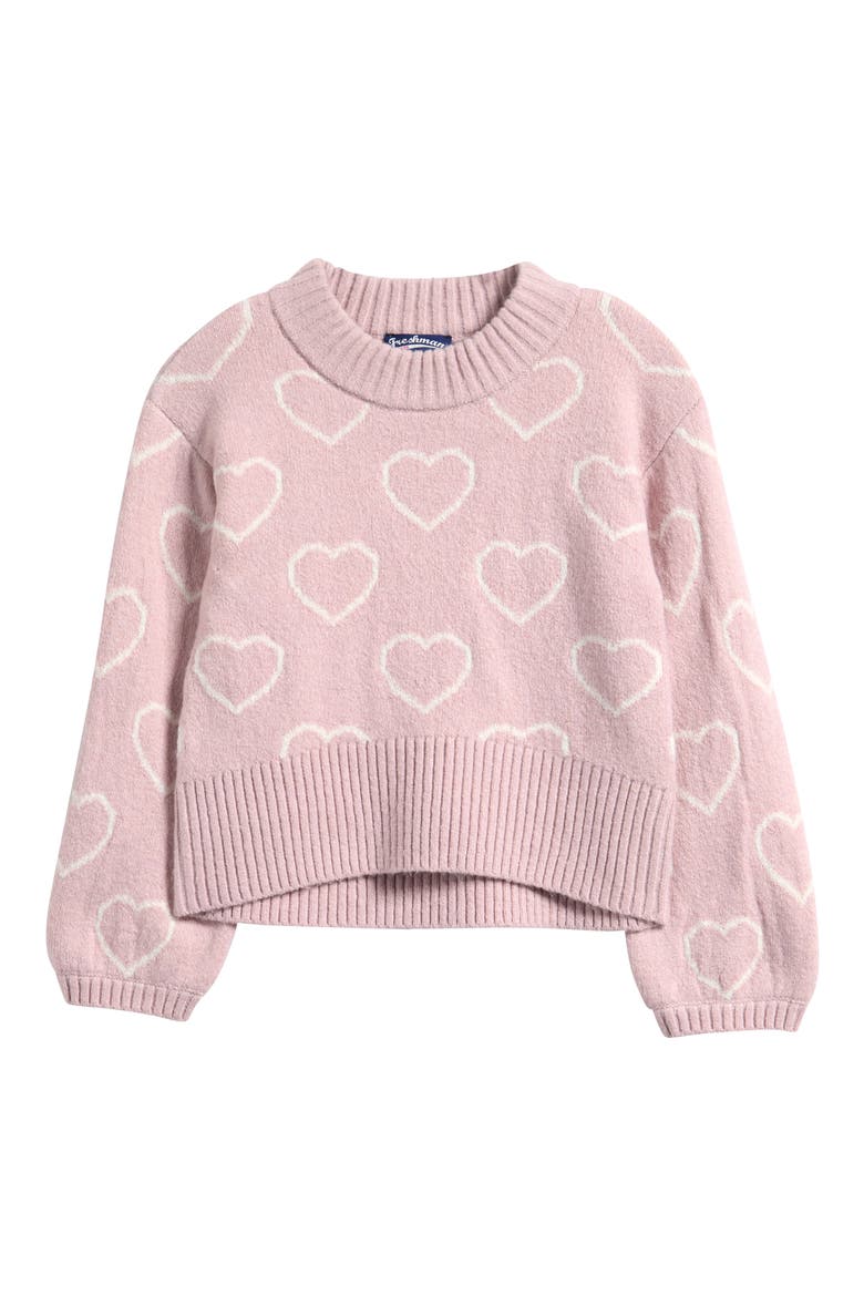 Kids' Heart Pullover Sweater, Main, color, PINK COMBO