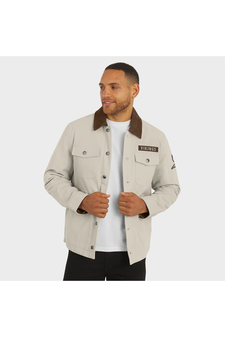 Men's NFL x Darius Rucker Collection by Fanatics Tan Minnesota Vikings Midweight Canvas Full-Button Jacket, Alternate, color, Tan
