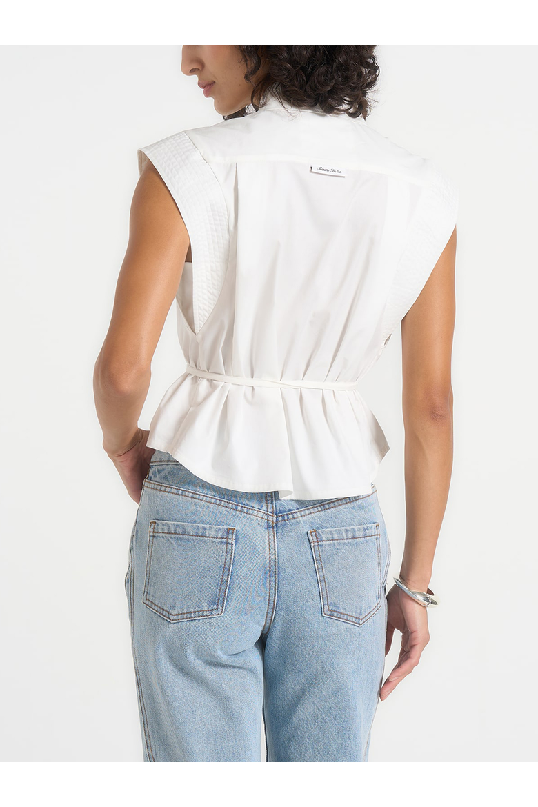 Malia Wide Shoulder Cropped Shirt, Alternate, color, White