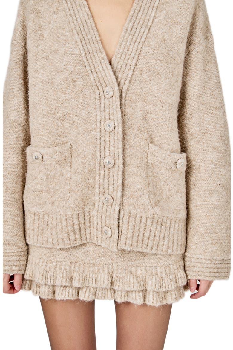 Fuzzy Oversize Cardigan, Alternate, color, TAUPE