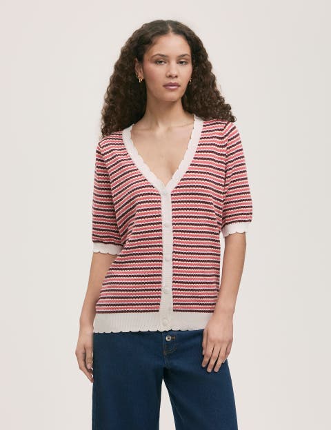 Willa Short Sleeve Striped Cardigan