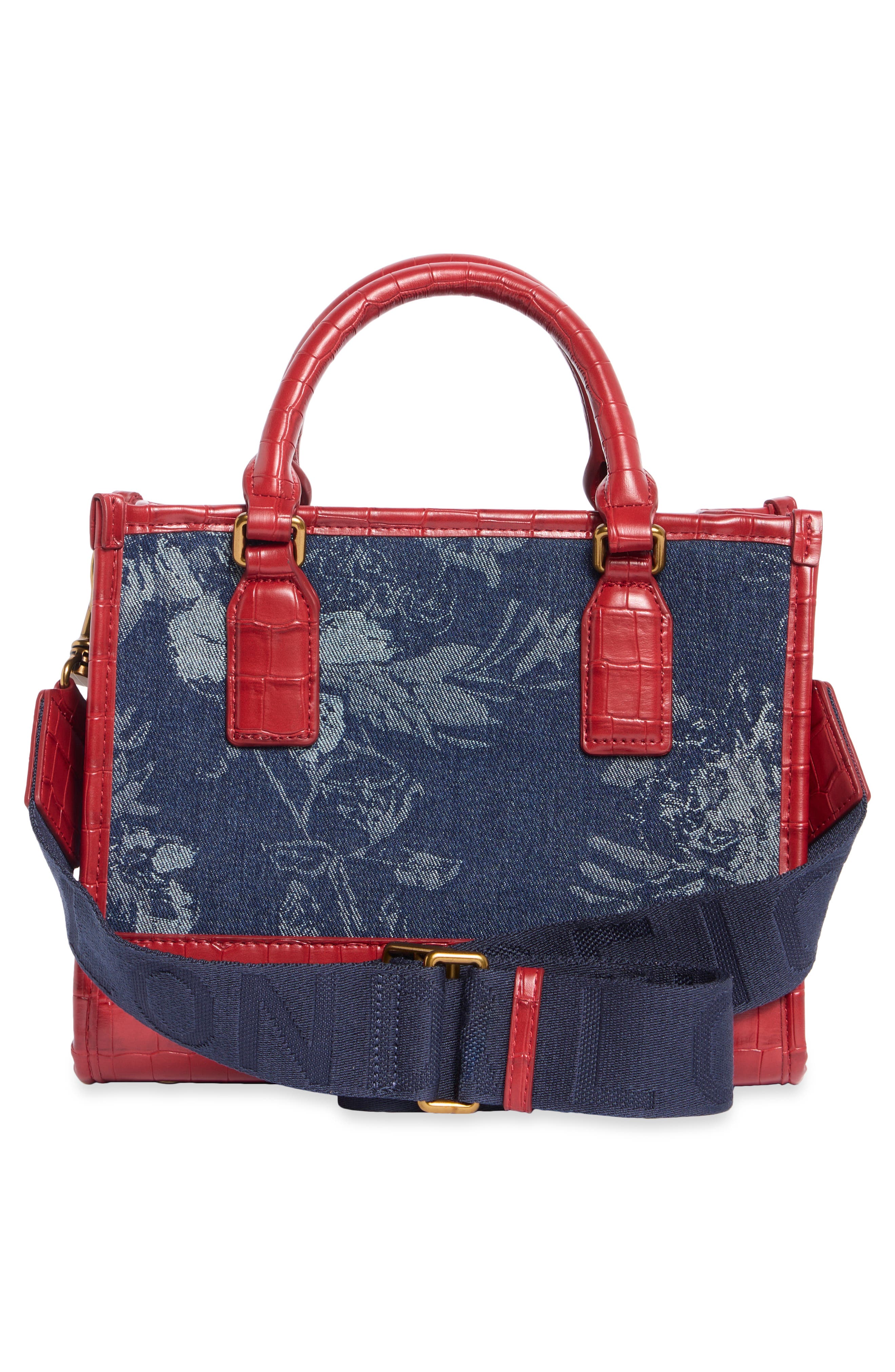 Small Chiswick Croc Embossed Trim Denim Tote, Alternate, color, NAVY