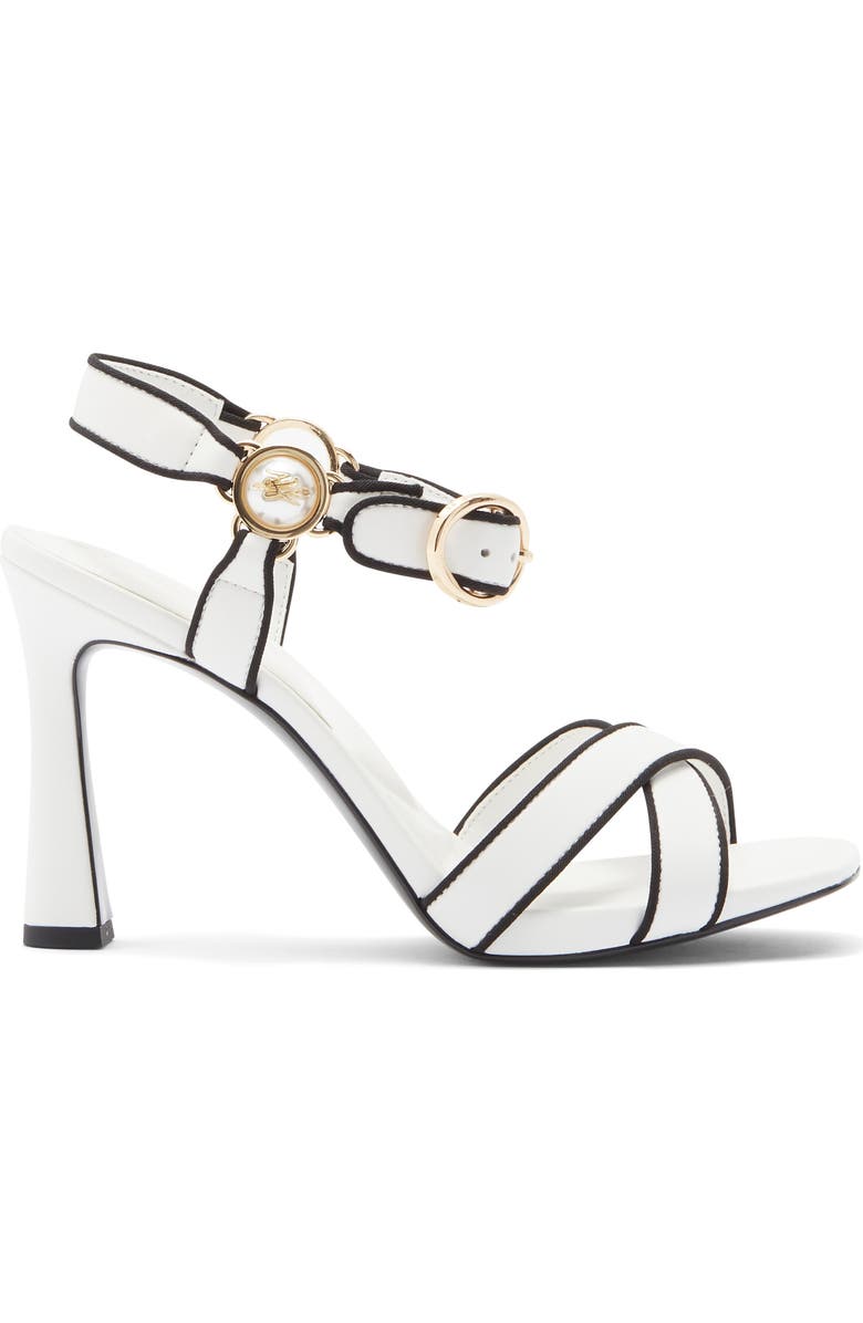 KARL LAGERFELD PARIS Daelin Ankle Strap Sandal, Alternate, color, Bright White/ Black